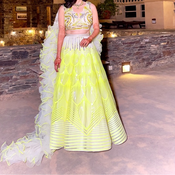 Amit Agarwal neon colored Lehenga - Picture 1 of 5